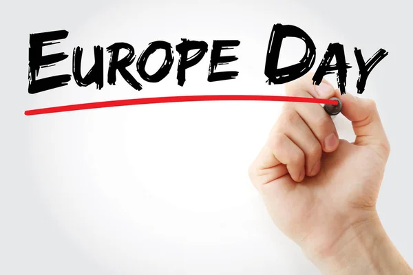 Hand schrijven van Europadag met marker — Stockfoto