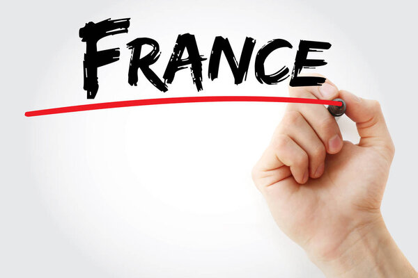 Рука пишет Франция с маркером
