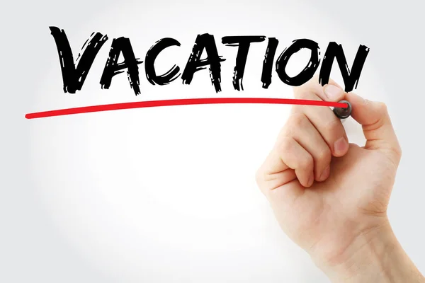 Hand writing Vacation with marker — Stock Photo, Image