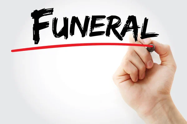 Scrittura a mano Funerale con pennarello — Foto Stock