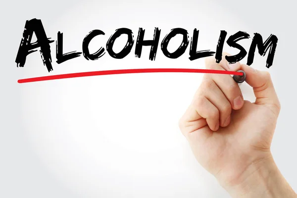 Hand writing Alcoholism with marker — Stock Photo, Image