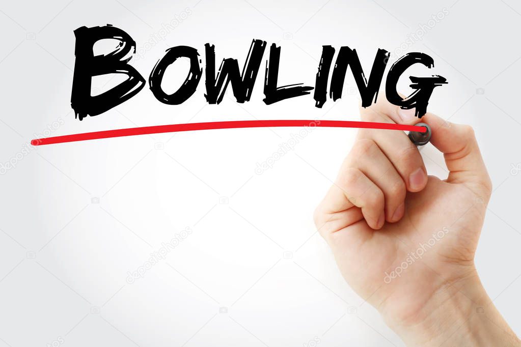 Hand writing Bowling with marker