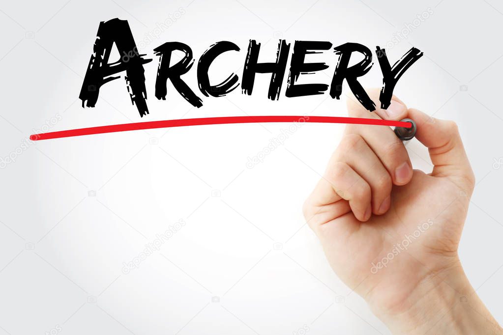 Hand writing Archery with marker