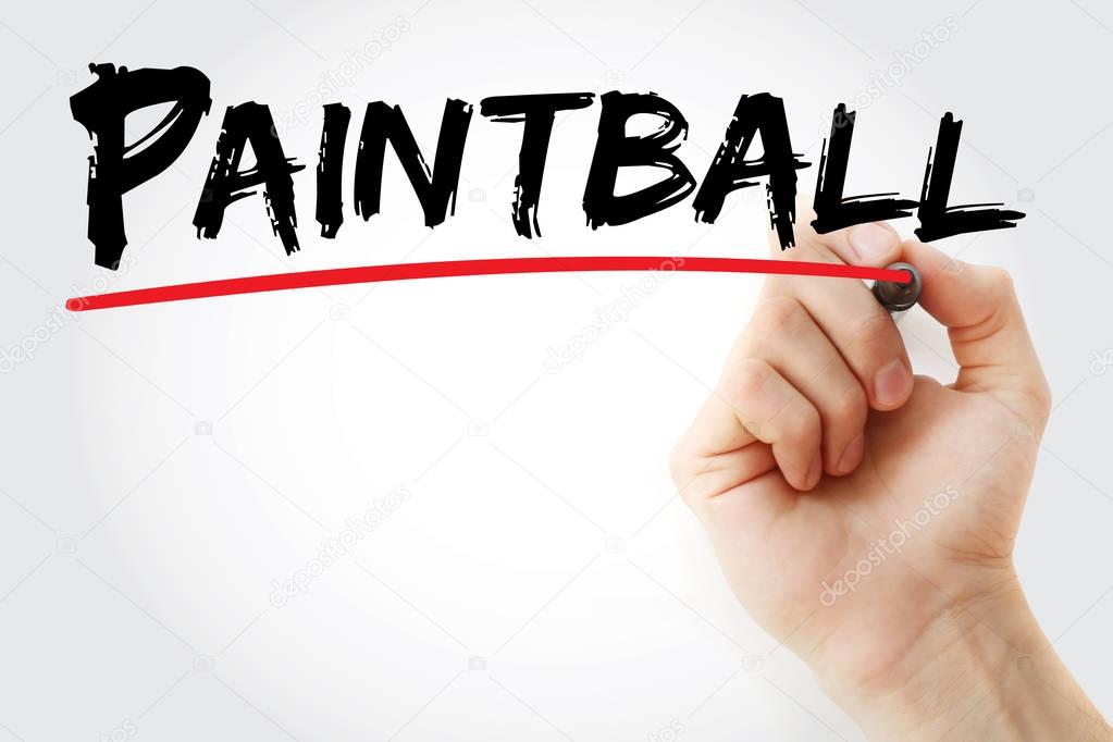 Hand writing Paintball with marker