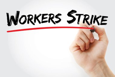 Hand writing Workers strike with marker clipart
