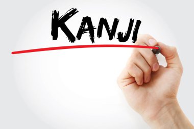 Hand writing Kanji with marker clipart
