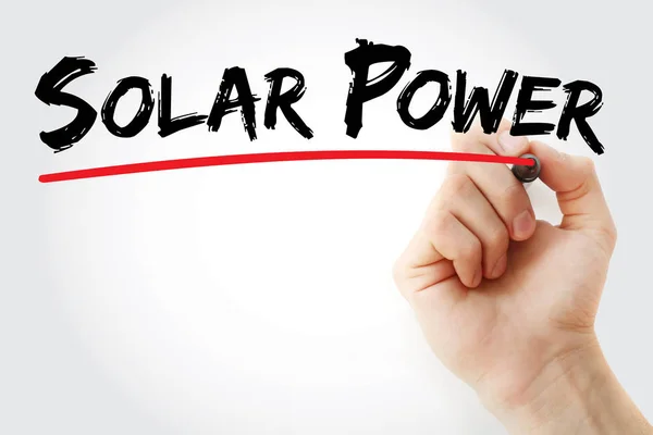 Kézi írás Solar power jelölővel — Stock Fotó