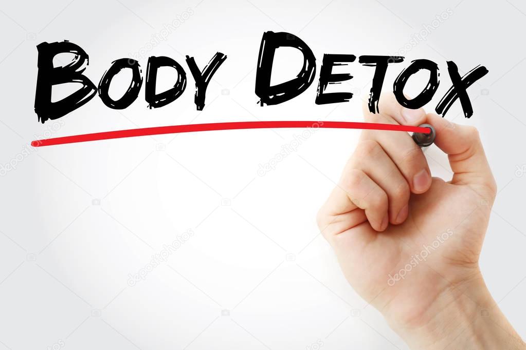 Hand writing Body detox with marker