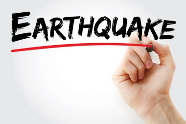 Hand writing Earthquake with marker clipart