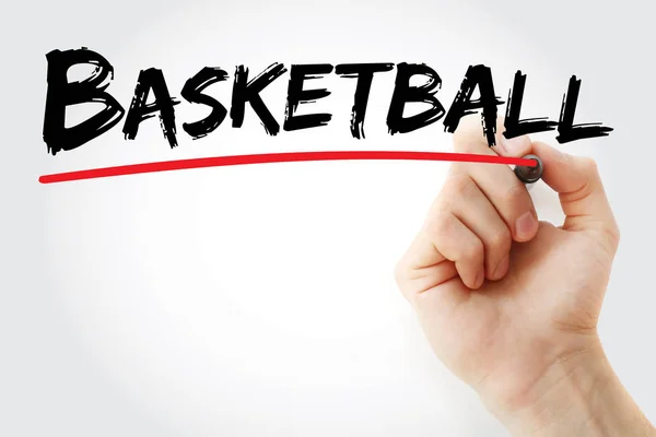 Ручне написання баскетболу з маркером — стокове фото