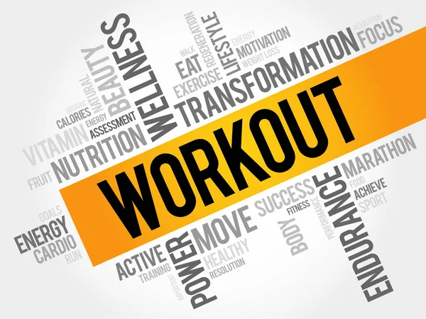 WORKOUT word cloud, fitness — Stock Vector