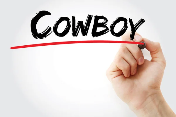 Hand schrijven cowboy met marker — Stockfoto