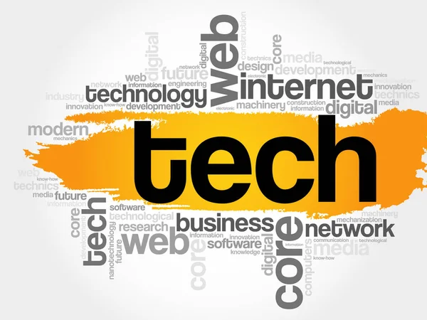 Tech słowo cloud, koncepcja technologiczna — Wektor stockowy