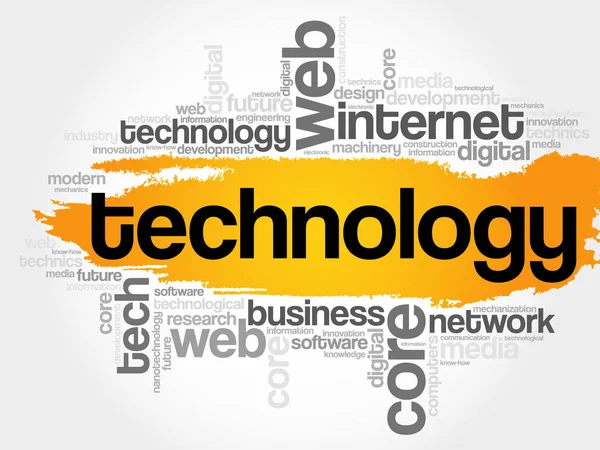Technológia szó felhő — Stock Vector