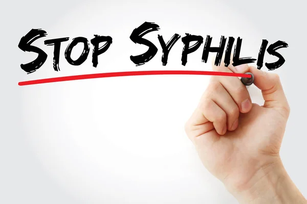 Ruční psaní přestat syfilis se značkou — Stock fotografie