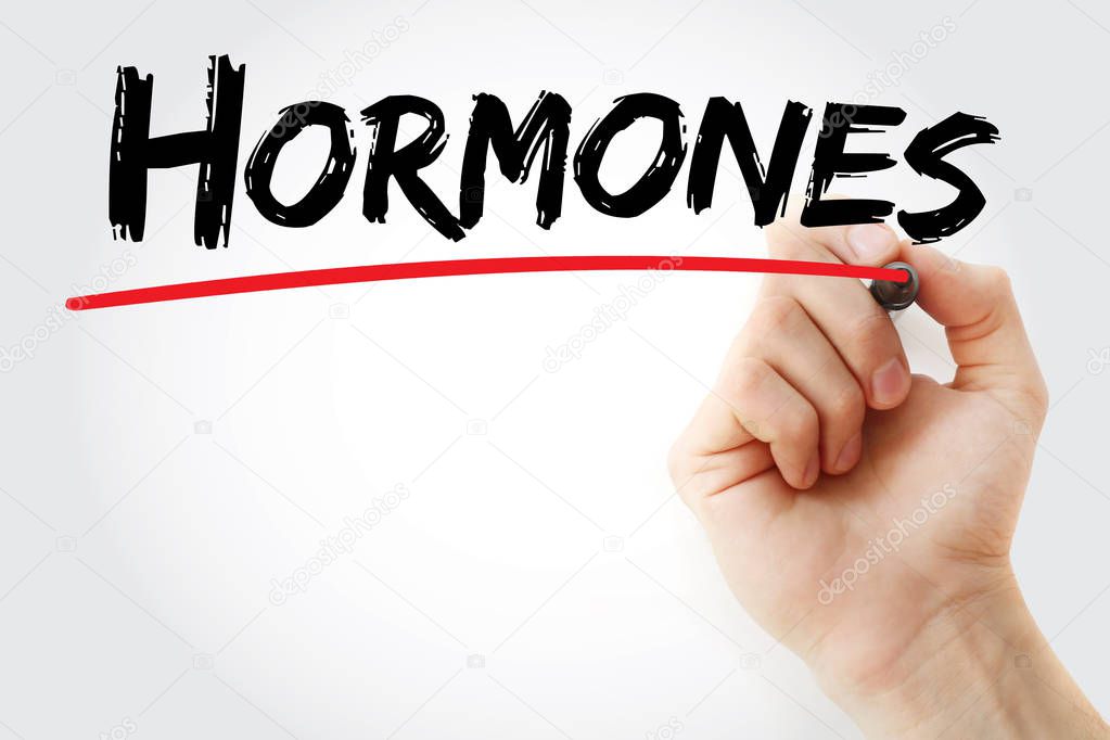 Hand writing Hormones with marker