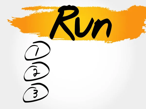 RUN lista en blanco, aptitud — Vector de stock