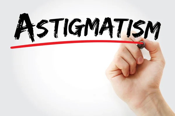 Ruční psaní astigmatismus se značkou — Stock fotografie