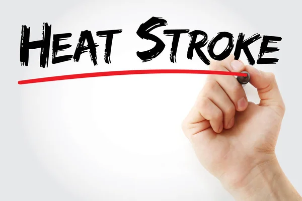 Hand writing heat stroke with marker — Stock Photo, Image