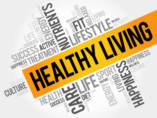 Healthy Living word cloud background — Stock Vector