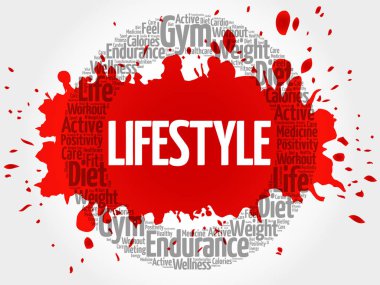 Yaşam tarzı daire damga kelime bulutu