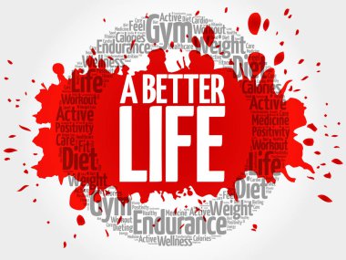 Daha iyi yaşam daire damga kelime bulutu