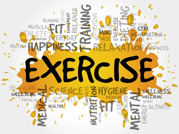 คอลลาจเมฆคํา EXERCISE — ภาพเวกเตอร์สต็อก