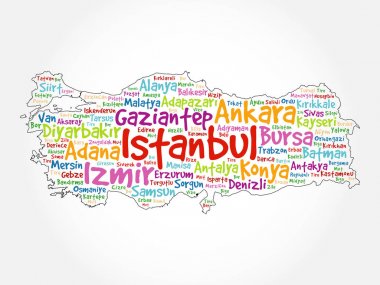 Türkiye'nin kelime bulut harita şehirler listesi