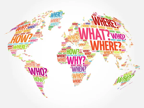 Soru kelimeleri Dünya Haritası tipografi