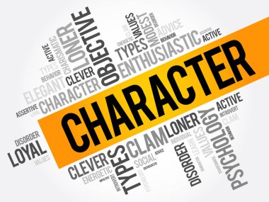 Karakter kelime bulutu kolaj