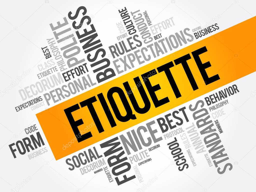 Etiquette word cloud collage