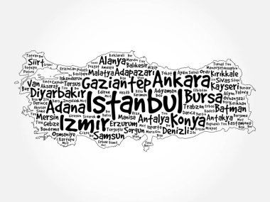 Türkiye'nin kelime bulut harita şehirler listesi