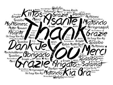 Teşekkürler Kelime Bulutu farklı dillerde