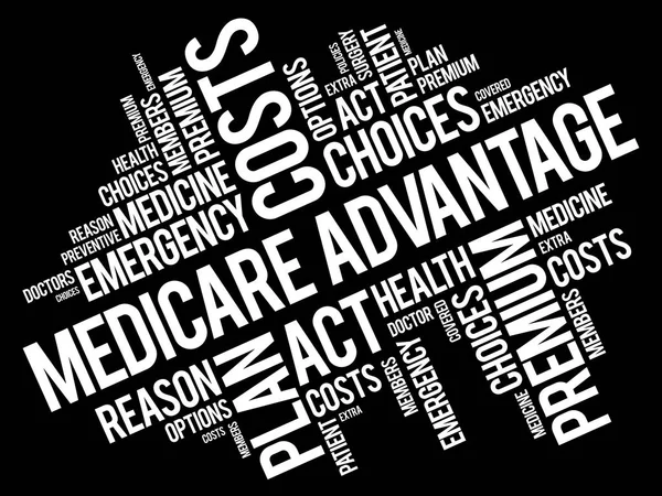 Medicare Advantage słowo cloud kolaż — Wektor stockowy