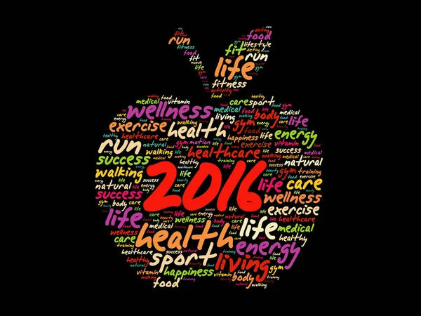 2016 apple szó felhő kollázs — Stock Vector
