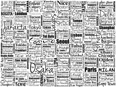 The largest cities in the world word cloud collage clipart