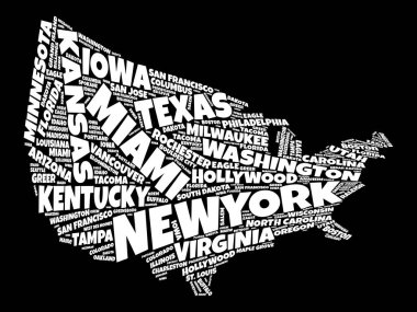 ABD harita kelime bulutu kolaj