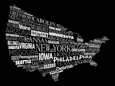 ABD harita kelime bulutu kolaj