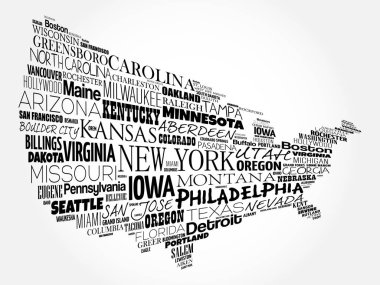 ABD harita kelime bulutu kolaj