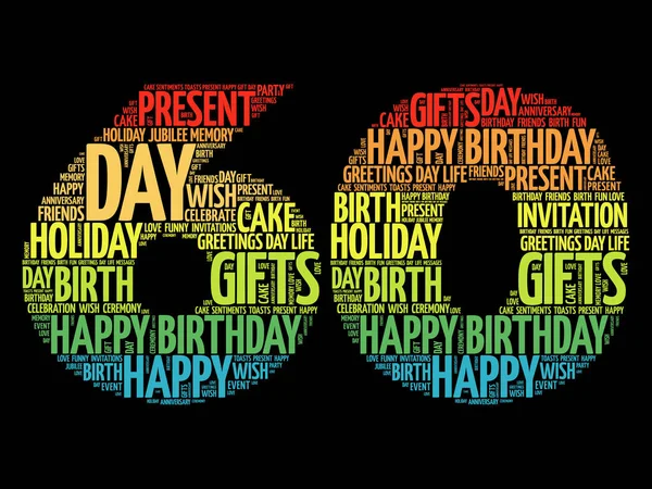 Alles Gute zum 60. Geburtstag Wortwolke — Stockvektor