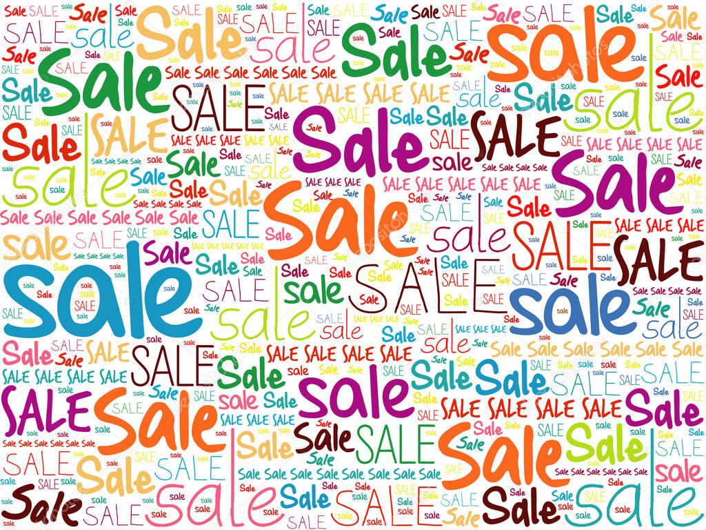SALE word cloud collage background