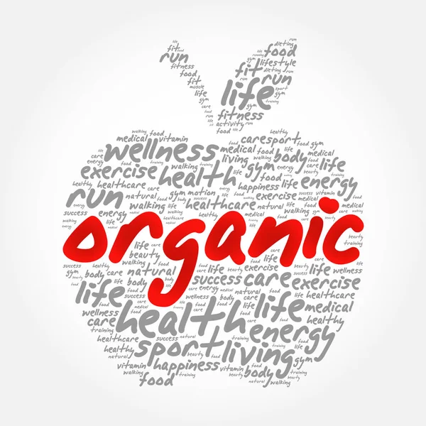 Organické jablko slovo mrak — Stockový vektor