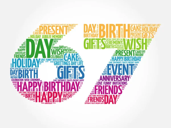 Happy 67th birthday word cloud — Stock Vector