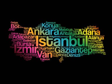 Türkiye'nin kelime bulutu'daki şehirler listesi