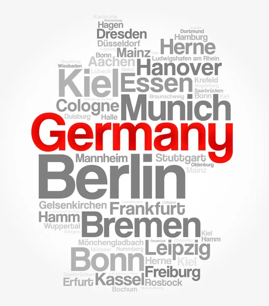 List of cities and towns in GERMANY — Stock Vector