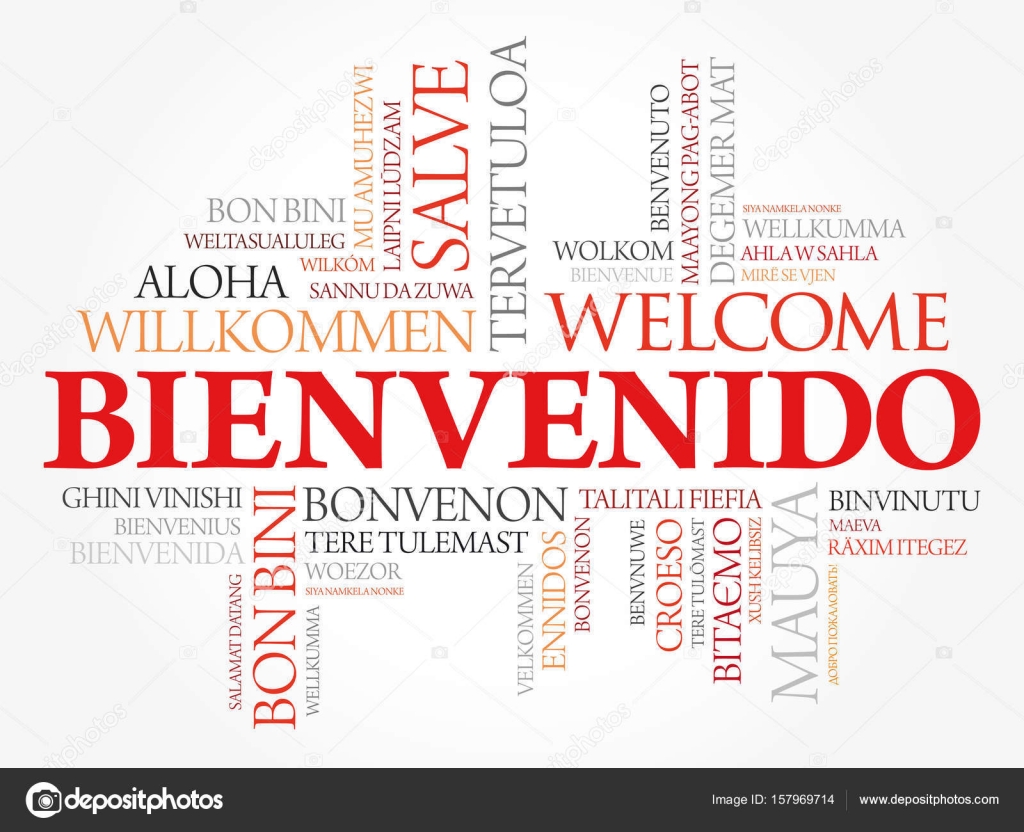 Vetores de Tradução Espanhola Bienvenidobemvindo Caligrafia Do