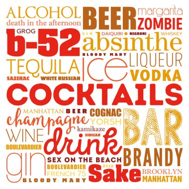 Farklı kokteyller ve malzemeler