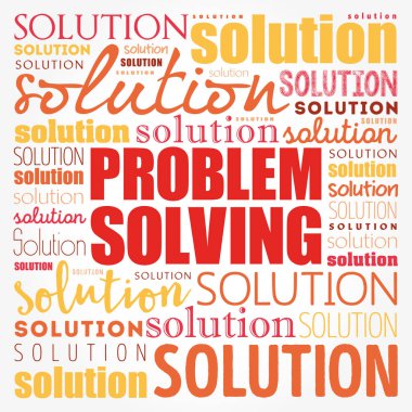 Problem çözme yardım kelime bulutu kolaj