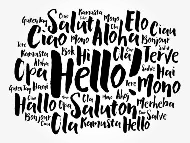 Merhaba farklı dillerde kelime bulutu