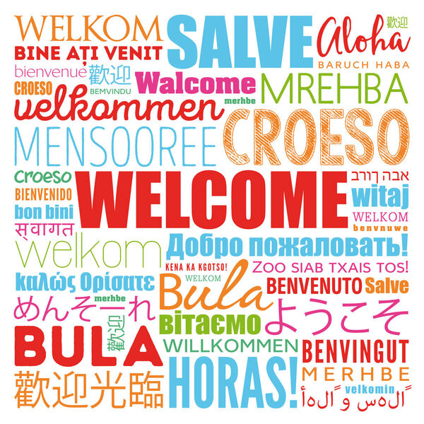 WELCOME word cloud in different languages